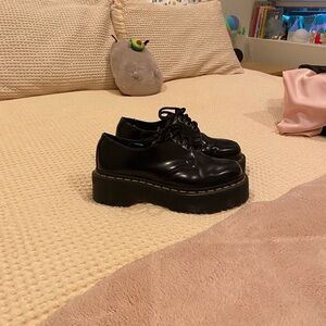 Dr. Martens Black Patent Leather Platform Oxfords